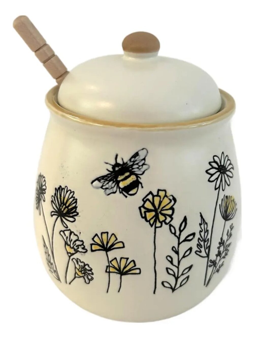 Bumble Bee Ceramic Honey Pot W/Stirrer